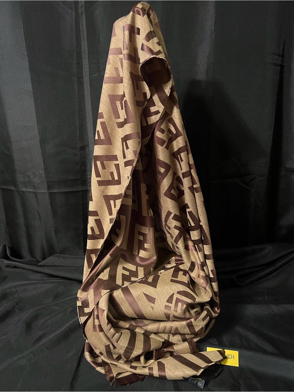 Fendi Brown and Tan Logo Monogram Scarf